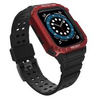 Apsauginis dirželis Protect Strap Band laikrodžiui Apple Watch 38/40/41mm su šarvuotu dėklu - juodas, raudonas