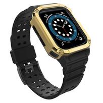 Protect Strap Band skirtas Apple Watch 38/40/41mm šarvuotas dėklas su dirželiu - juodas, auksinis