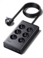 Ilgiklis 6 lizdų 1.3m, su USB krovikliu (3x USB-A max 15W, 1x USB-C max 20W) juoda S622 UGREEN