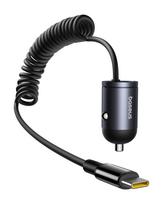 Automobilinis įkroviklis Tiny Star 30W 12-24V USB-C PD3.0 su integruotu USB-C kabeliu 30W 1.4m, juodas