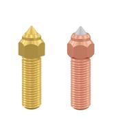 3D spausdintuvo purkštukų komplektas 1vnt žalvarinis, 1vnt varinis / grūdinto plieno 0.4mm skirti K1 / K1Max / CR-M4 / ENDER-3V3KE CREALITY