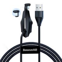 Kabelis USB A – IP Lightning 1.2m su laikikliu prilimpančiu prie telefono, su nailoniniu šarvu juodas BASEUS