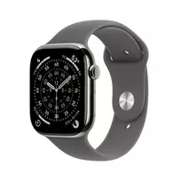 Apple Watch Series 11 GPS + Cellular 42mm Natural Titanium Case with Stone Grey Sport Band - S/M