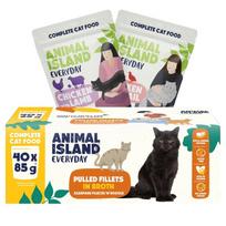 ANIMAL ISLAND Everyday Fillets in broth Chicken with lamb and Chicken with quail Box – šlapias kačių maistas – 40x85g