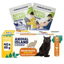 ANIMAL ISLAND Everyday Fillets in broth Turkey with tuna and Veal with rabbit Box- šlapias kačių maistas – 40x85g