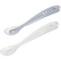 Beaba Silicone Spoon Set šaukštas su krepšeliu Pebble / Cloud Blue 2 vnt.