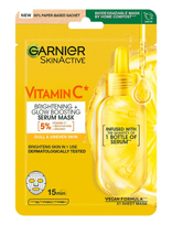 Garnier - Garnier Skinactive Vitamin C*  Brightening + Glow Boosting Serum Sheet Mask 28 G - Lakštinė kaukė - Nude