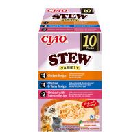 Ciao Stew troškinys su vištiena, tunu ir lašiša skanėstas katėms, 10x40 g