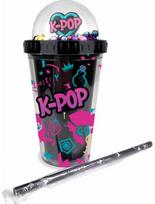 Gertuvė su šiaudeliu CP K-POP Black, 450 ml
