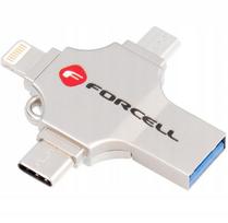 Pendrive ForCell F-Data Metal Quad 128GB USB 3.2 Gen 1 (USB A / USB C / Lightning / Micro USB) Silver | 5903396391859 | 5903396391859