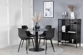 Venture Design Valgomojo stalas, Estelle, ø106 A75 cm, Juodas / Valgomasis kėdė, Polar, 58x81x45.5 cm, Juoda
