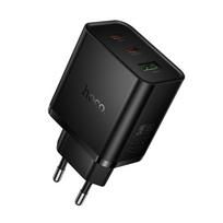 Hoco 2x USB-C + USB-A QC3.0 PD 3A 65W N75 black phone charger