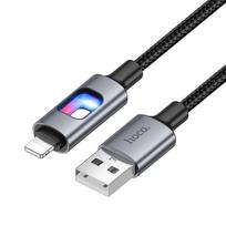 Hoco U144 Black 2.4A 1.2m USB A to Lightning LED Cable