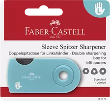 Drožtukas Faber-Castell Sleeve, su konteineriu, 2-jų skylučių, kairiarankiams, blisteryje