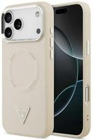 Guess Triangle Logo MagSafe dėklas skirtas Apple iPhone 17 Pro Max rusvai gelsvas
