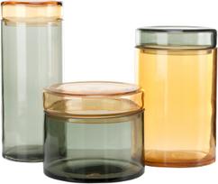 Polspotten Cilindriniai stikliniai laikymo indai Caps and Jars, konjako spalvos, 3 vnt.