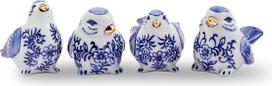 Polspotten Dekoratyvinės figūrėlės Blue Bird Family, baltai mėlynos, 4 dalių rinkinys