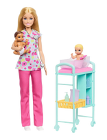 Barbie - Careers Baby Doctor Playset With Blonde Fashion Doll, 2 Baby Dolls, Exam Table & Accessories - Lėlė - Rožinė