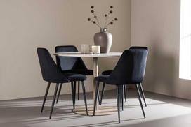 Venture Design Valgomojo komplektas Lycke valgomojo stalas su naktiniais kėdėmis 110 cm smėlio spalvos juodas MDF