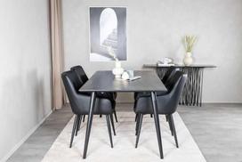 Venture Design Valgomojo stalas ir kėdžių komplektas 180x90 cm juodas