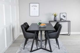 Venture Design Valgomojo stalas ir kėdžių komplektas Marina valgomojo stalas ir patogi valgomojo kėdė juoda