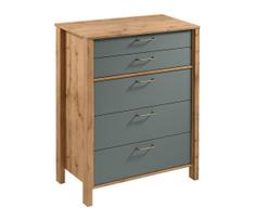 Komoda MENTA 90x108x47 cm ąžuolas Wotan/žalia