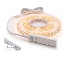 RINKINYS 1x 2 m ilgio LED juosta su jutikliu FLEX LED/3,6W/4xAA + 2x įleidžiamas profilis po 1 m