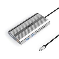 12-in-1 Usb-c – Usb-a – Usb-c – Hdmi – Displayport – Rj45 – Sd – Pd 100 W – 4k – 1000Mbps – Sidabrinė