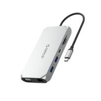 Hub Adapteris 12w1 Usb-c – Usb-a, Usb-c, Hdmi, Vga, Sd, Rj45, 3,5 Mm Garso Išėjimas, Pd 100 W, 4k – Pilkos Spalvos