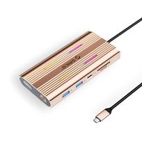 Hub 12-in-1 Usb-c – Usb-a, Usb-c, Hdmi, Displayport, Rj45, Sd/microsd, 4k, Pd 100 W, Rgb – Rožinis Auksas