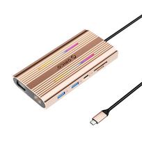 „hub 12-in-1“ Jungties Stotelė: Usb-c – Usb-a, Usb-c, Hdmi, Vga, Rj45, Sd, Microsd, Pd 100 W, 4k, Rgb – Rožinė Auksinė