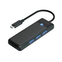 4 Prievadų Usb-c – Usb-a Sd Ir Microsd Kortelių Skaitytuvas Su 1,8 M Kabeliu – Juodas