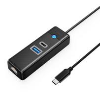 3 Prievadų Usb-c – Usb-a – Usb-c – Rj45 2,5g Ethernet 0,15 M Usb-c šakotuvas – Juodas