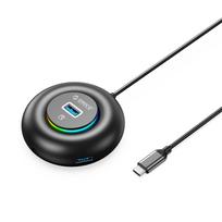 4 Prievadų Usb-c – Usb-a Mini Jungties Adapteris Su Rgb Apšvietimu, 1,8 M – Juodas