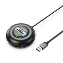4 Prievadų Usb-a – Usb-a Sd Microsd Rgb 0,3 M Adapteris – Juodas