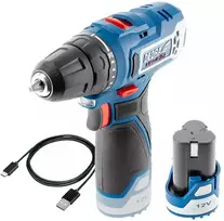 Dedra Rinkinys 12 V „ded7330“ atsuktuvo, „ded7300“ USB/C ir „ded7320“ 2,0 Ah akumuliatoriaus rinkinys