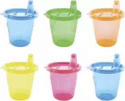 „Nuby“ – 6 puodelių rinkinys su laisvo srauto snapeliu – ryškiaspalvis – 210 ml + 9 vnt.