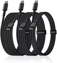 Ausinės Baseus Tungsten Auksinė 100 W USB-C laidų rinkinys – USB-C 1 m, 2 m, 3 m – juodas
