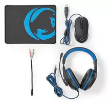 Nedis Gaming Combo Kit| 3 in 1| Ausinės Maus ir Mauspad| Blau Juodas