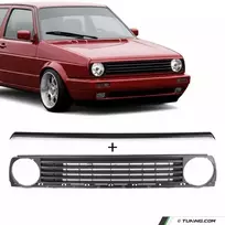 Grotelės be ženkliuko + juostelė virš žibintų skirti VW Golf MK2