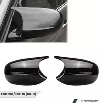 M style V2 Veidrodėlių Dangteliai, komplektas skirtas BMW E90 / E91 LCI (09-11), juodi blizgūs