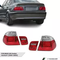 LED Galiniai Žibintai, komplektas skirtas BMW E46 (01-05) Sedan, skaidriais posūkiais