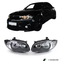 Priekiniai žibintai su geltonais angel eyes DEPO V1, komplektas skirtas BMW E81 / E82 / E87 / E88