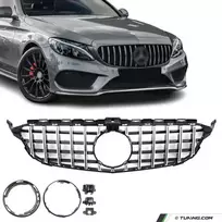 Panamericana GT išvaizdos Priekinės Grotelės, skirtos Mercedes W205 / S205 / C205 (14-21), chromuotos + juodos