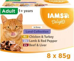 Eukanuba IAMS DELIGHTS Land Collection in Gravy box – wet cat food – 8x85g