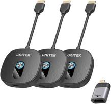 Unitek Bezprzewodowy transmiter HDMI 1080p, 1 nadajnik + 2 odbiorniki, czarny