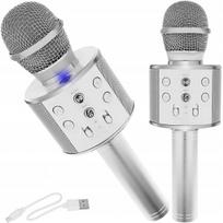 Vaikiškas karaoke mikrofonas su garsiakalbiu, sidabrinis