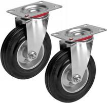 2 pasukami guminiai baldų ratukai su guoliais 125 mm