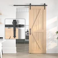 Stumdomų durų sistema Barn Door Loft bėgelis juodas komplektas 274 cm — durų furnitūra, stumdomas mechanizmas, loftinės durys, durų bėgeliai, lofto sistema, durų priedai, interjero dekoras