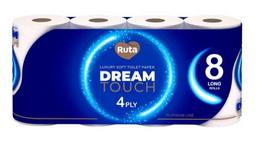 Tualetinis popierius Ruta Dream Touch 4 sluoksnių baltas, 8 rulonai